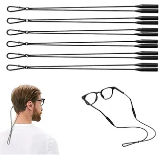 Sikweny Sportbrillenband 6 Stück Brillenbänder Brillenkette Schwarz Sport Brillenkordel Rutschfest Brillenschnur Eyewear Cords Strap mit guter Schweißabsorption Verstellbarer für Männer Frauen - 26cm
