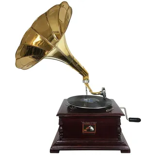 Grammophon Antik-Stil 4-Eckig Nostalgie Schellackplatten Trichter Grammofon