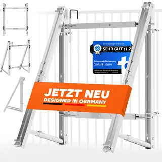 SolarFuture Balkonkraftwerk Halterung Balkon - Flexibel Anpassbar & Sturmsicher | Solarpanel Halterung Solarmodul Halterung Balkonkraftwerk Pv Halterung Photovoltaik Befestigung Balkon Flachdach Wand