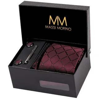 MASSI MORINO Krawatten-Set in Weinrot Quadrat | Gr.: onesize