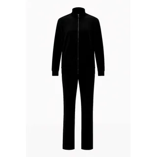 Distra Fashion Hausanzug Damen Nicki Hausanzug Zweiteiler Freizeitanzug mit Gummibund (2 tlg) schwarz L