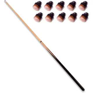Nexos Trading Billard Snooker Pool-Queue aus Holz 2 teilig ca. 146,5 cm (57 Zoll) mit Schraubleder Cue-TIPP Ø 12 mm inkl. 10 Ersatzspitzen