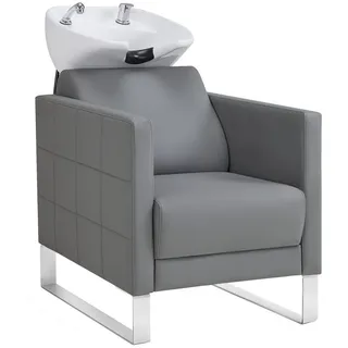 Barberpub Waschbecken BarberPub Friseurstuhl mit Waschbecken 8611, ohne Hocker, Friseurwaschbecken aus Keramik, Verstellbar grau