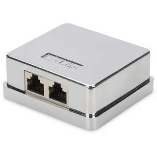 Digitus Cat 6A Anschlussdose 2 Port Aufputz geschirmt Silber