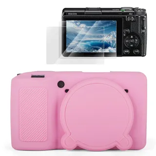 Rieibi Silikonhülle für Ricoh GR IV Hülle, Ricoh GR IV GRIV GR4 Zubehör mit 2 Displayschutzfolien, abnehmbarer Objektivabdeckung für GRIV (nur für GR4)