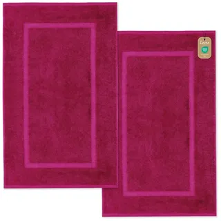 LAVEA Lavea® 2er Set Badematte, Badteppiche 50×80 cm, Badvorleger rutschfest, 100% Baumwolle Frottier, 800 g/m2 extra saugstark, waschbar 60°C, pflegeleicht, Serie Elena, Badezimmerteppich, Bordeaux