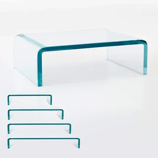 bijon TV Aufsatz Glas Bildschirm-Erhöhung | PC Monitor-Erhöhung, Schreibtisch-Aufsatz für Laptop | (B/T/H) 350x250x110mm - klar