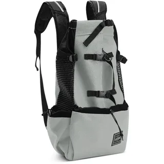 ALLSOPETS Hunderucksack Tragetasche Verstellbar für Kleine Mittelgroße Hunde, Haustier Rucksack zum Spaziergang Wandern Camping Bergsteigen Reisen (Salbeigrau, XL)