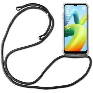 Handykette für Xiaomi Redmi A1 Handyhülle mit Band Hülle mit Kordel Handy Tasche Schwarz - Schwarz