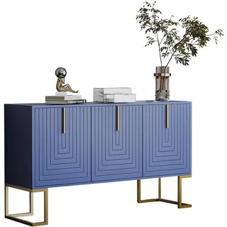 SOFTWEARY Sideboard Breite 138 cm, Wohnzimmerschrank, Mehrzweckschrank, Küchenschrank (blau)