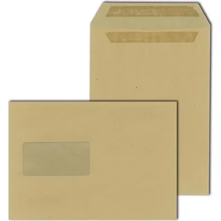 Hti-Living Versandtasche mit Fenster 500 St., selbstklebend natron braun