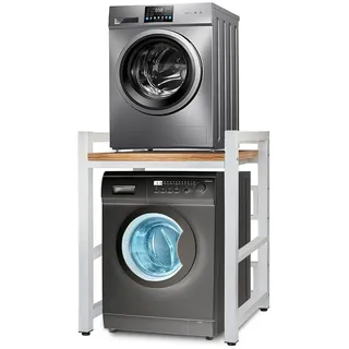 TUWENA Regal Regal über Waschmaschine, Höhenverstellbarer Lagerregal über Trockner, Tragfähigkeit 250 kg,für Waschmaschine und Trockner, 73 * 63 * 105cm weiß