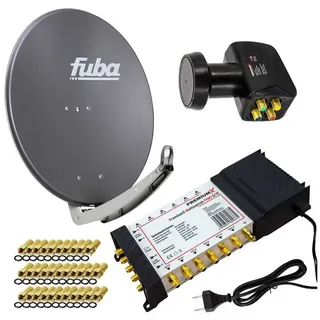Fuba PremiumX Satelliten-Komplettanlage Fuba DAA 780 A Satellitenschüssel Alu Anthrazit 5/12 Multiswitch LNB F-Stecker, 1 SAT 12 Teilnehmer