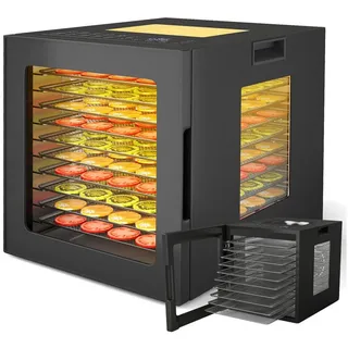 Costway Dörrautomat 850 W, Dörrgerät mit 10 voreingestellten Programmen, 48H Timer & 30-75°C Temperatur, Lebensmittel-Trockner für Obst, Gemüse, Fleisch