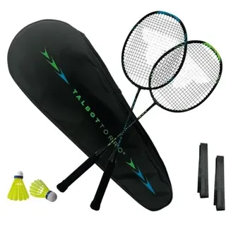 Talbot Torro Badminton Set Professional I 2 Carbon-Schläger I 2 Federbälle I 2 Griffbänder I Schlägertasche I Leicht & Robust I Für Anfänger & Fortgeschrittene I Outdoor & Indoor