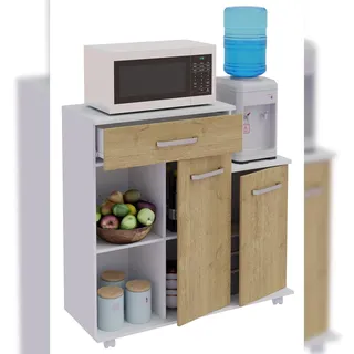 VCM Küchenwagen Rollwagen Maße ca. H. 88 x B. 90 x T. 33 cm ausreichend Stauraum mit zwei Drehtüren rollbar Servierwagen - Bakila