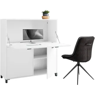 byLIVING MONTANA weiß B:120cm H:127cm T:40cm, Sekretäre, Sekretär, platzsparende Arbeitslösung mit viel Stauraum, Breite 120 cm