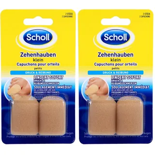 Scholl Zehenhaube klein - Schutz für die Zehen - mit extraweichem Schaumstoff - hilft bei schmerzhaften Zehen, Zehennägeln und Hühneraugen - beugt Druckstellen vor - 2 Stück (Packung mit 2)