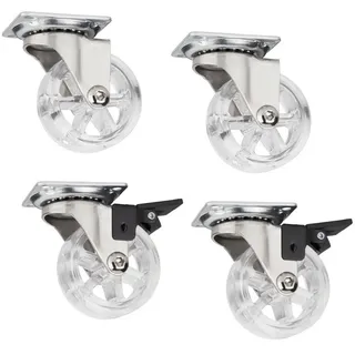 SO-TECH® Möbelrolle RAPID Design Lenkrolle, (4-St), Ø 50 mm transparent, 2 Stück mit Bremse, 2 Stück ohne Bremse weiß Ø 5 cm