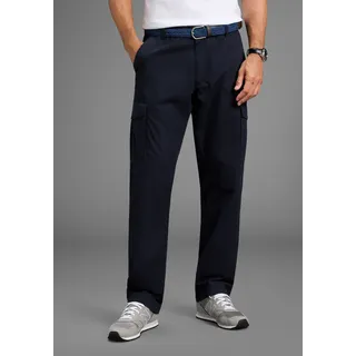 MAN'S WORLD Cargohose MAN'S WORLD "Cargohose Große Größen inkl. Gürtel", Herren, Gr. 35, N + U Gr, marine, Web, Obermaterial: 100% Baumwolle, unifarben, regular fit lang, Hosen Cargohose, passt jeder Großen Größe inkl. Gürtel