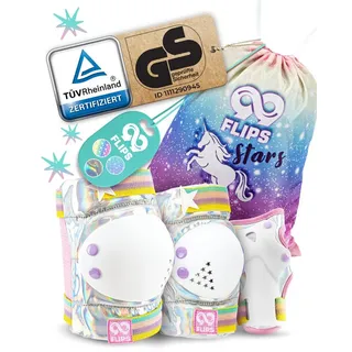 99flips Protektoren Schoner Set Kinder 3-12 mit GS - Knieschoner Skaten Inliner Schützer grau XS