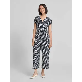 Jumpsuit mit V-Ausschnitt und Gürtel, Marine, 36