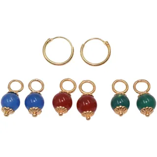 FIRETTI Paar Creolen »Multipack Schmuck Geschenk Gold 585 Ohrschmuck Ohrringe« Made in Germany - mit Achat - Einhänger abnehmbar 84718049-0 gelbgoldfarben-blau-rot-grün + blau-rot-grün