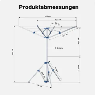 Wiltec Mobile Wäschespinne Wäscheständer Silber