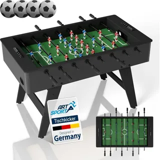 ArtSport Tischkicker ProKick - MDF-Kickertisch mit Torzähler & Anti-Rutsch-Griffen – Schwarz
