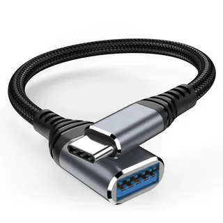 USB C auf USB 3.0 Adapter, USBC Stecker auf USB-Buchse, Konvertierung von USBC Thunderbolt 3 auf USB 3.0 OTG Kabel, kompatibel mit iPhone 16/15Pro Max, iPad Mini/Pro MacBookPro/Air und mehr (schwarz)