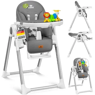Kidiz KIDIZ® 3in1 Hochstuhl Kinderhochstuhl inkl. Spielbügel Babyliege Kombihochstuhl Babyhochsitz ,7 höhenverstellbar Verstellbare Rückenlehne mitwachsend ab 0 Monate bis 6 Jahre Babystuhl