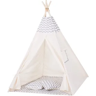 SPRINGOS Kinderzelt Kinder Tipi Zelt Bodenmatte Kissen Baumwolle 160x120x100 cm Kinderspielzelt