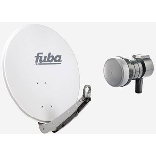 Fuba Sat Anlage 1 Teilnehmer | Satellitenschüssel Komplettset - DAA 650 G Sat-Schüssel 60x65cm Alu hellgrau + Fuba DEK 117 Single LNB 1 Teilnehmer