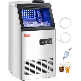 Vevor kommerzielle Eismaschine (49,9 kg/Tag) Eisbereiter mit 12,7 kg 36 Eiswürfel in 15 Minuten, mit LED-Digitalanzeige & 2 Möglichkeiten zur Wasserzugabe, für Bar