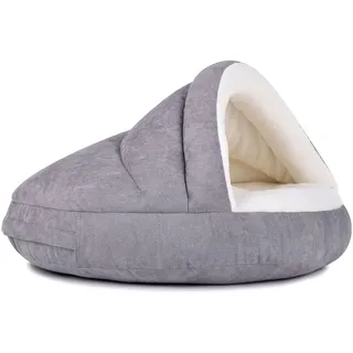Hundehöhle außen schick, innen bequem, ORTHOPÄDISCH in Silber Füllung Visco Größe 75x45