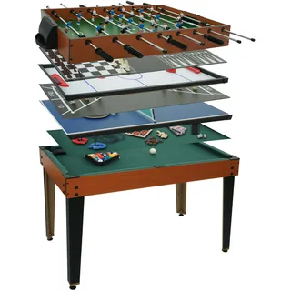 Mendler Tischkicker HWC-M33, Spieltisch Tischtennis Tischfußball Billard Hockey Backgammon 15in1 Multiplayer, MDF 80x123x101cm