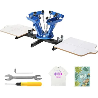 Vevor Siebdruckpresse T-Shirt Siebdruckmaschine 4 Farben + 2 Stationen, T-Shirtpresse, Hitzepresse Transferpresse DIY Ausrüstung Drucker,