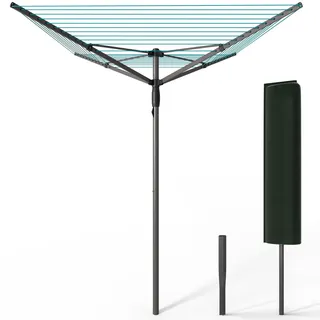 VOUNOT VOUNOT® Draußen, Wäschespinne mit 45m Wäscheleine inkl. Bodenhülse und Schutzhülle, Grau-Blau