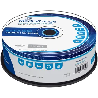 MediaRange BD-R Dual Layer 50GB 6x MR508 (25x), Optischer Datenträger