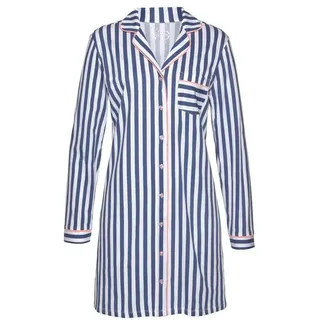 H.I.S. H.I.S Damen Nachthemd blau-weiß-peach Gr.36/38