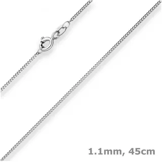 Schmuck Krone Goldkette 1,1mm Panzerkette aus 375 Weißgold 45cm, Gold 375 silberfarben