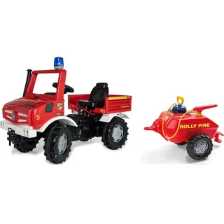 Rolly Toys Fire Unimog Feuerwehr Edition 2020 mit Anhänger Tretauto 3 Ã 8 Jahre