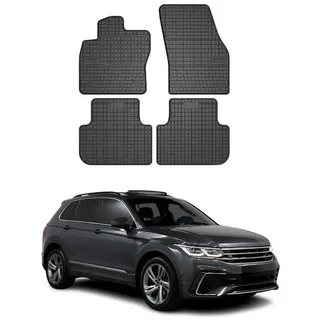 Omac Gummi Fußmatten kompatibel mit VW Tiguan 2016-2024 Automatten Gummi Schwarz 4tlg