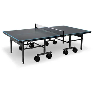 Joola Tischtennisplatte Outdoor J500A - Profi Tischtennistisch 6 MM Aluminium-Verbundoberfläche Wetterfest-Klappbares Untergestell-Schneller Aufbau, Grau/Blau, 274 x 152,5 x 76 cm