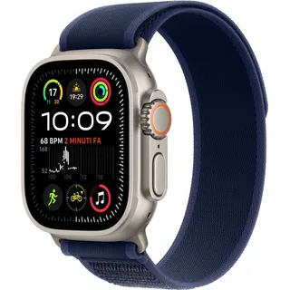 GPS + Cellular 49 mm Titangehäuse natur, Trail Loop blau S/M