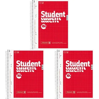 Brunnen 1067802 Notizblock/Collegeblock Student (A5, kariert, 70 g/m2, 160 Blatt) (Packung mit 3)