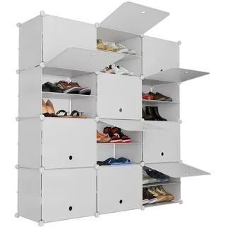 Schuhschrank mit Würfel & Türen - Weiß
