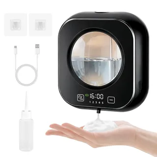 Seifenspender Automatisch, Elektrischer Schaumseifenspender mit Sensor Infrarot, Berührungslos Wandbefestigung Seifenspender (Schwarz)