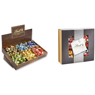 Lindt Schokolade LINDOR Thekendisplay | 1718 g | Ca. 138 LINDOR Kugeln in den Sorten Milch, Dark 70% & Schokolade LINDOR Home Office Box | 935 g | Ca. 74 LINDOR Kugeln mit zartschmelzender Füllung