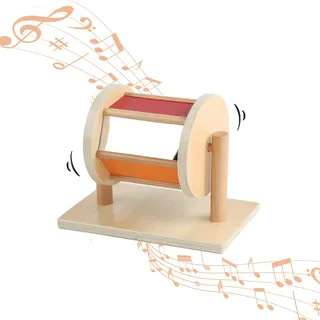 Adena Montessor Spielzeug ab 3-12 Monate hölzernes Baby Spielzeug ab 6 Monate Kleinkind Spinning Rainbow Drum mit Spiegel und Glocke, Jungen und Mädchen Geschenk für große Größe 11" X 6.3 "X 8.3"